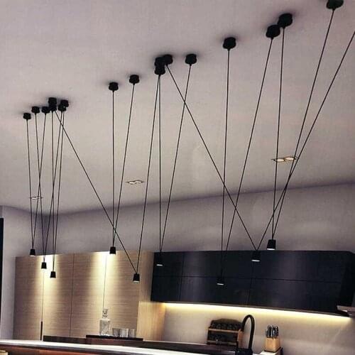 Vintage Loft Vibia Metal Led Pendant Light Foyer Bar Dining Room Modern Black/White Geometric Line Drop Lamp 2608