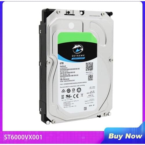 Internal HDD For Seagate Skyhawk ST6000VX001 6TB 3.5" SATA 6 Gb/s 256MB 5400RPM For Surveillance HDD