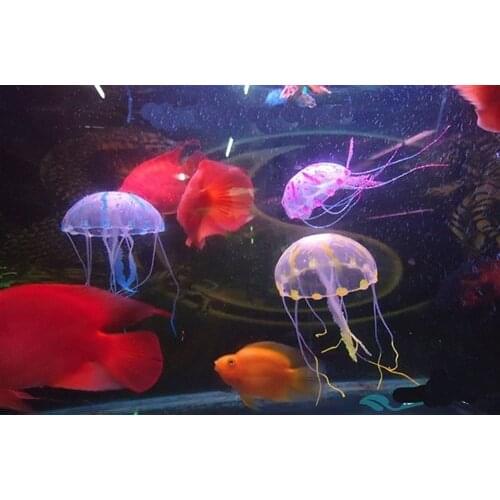 Glowing Effect Vivid Jellyfish for Aquarium Fish Tank Garden Pool Ornament Decor