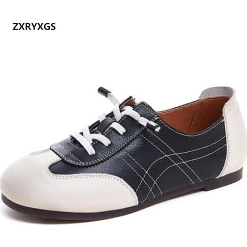 2021 New Spell Colors Full Genuine Leather Shoes Woman Sneakers Fashion Casual Shoes Flat Soft Sole Comfortable Trendy Shoes