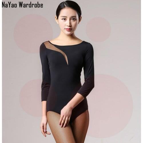 2021 New GB069 Women Latin Dance Bodysuit Half Sleeve O Neck Latin Dancing Tops Performamnce Modern Dance Dress