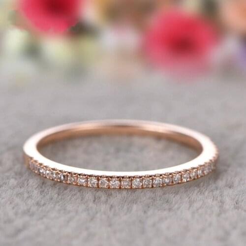 Exquisite Rose Gold Filled Stackable Rings For Women Simple White Cubic Zirconia Finger Ring Minimalist Jewelry Best Gift