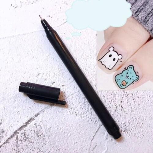 1pcs Nail Art Graffiti Pen Black Color UV Gel Polish Design Dot Painting Detailing Pen Brushes DIY Nail Art Adorn Tools