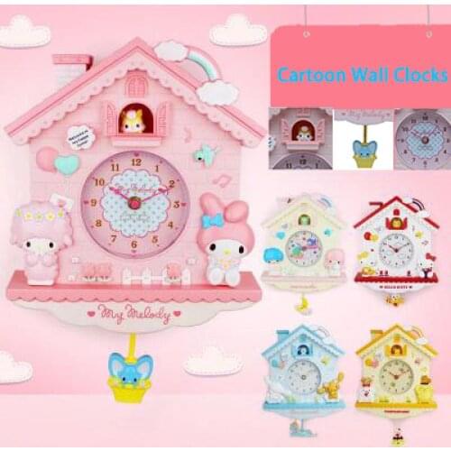 12 Inches Cartoon Large Wall Clocks Swing Silent Big Hanging Clock Kids Bedroom Home Living Teen Room Decoration