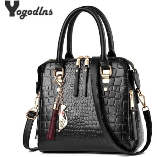 2021 Retro Alligator Women Luxury PU Leather Handbags Female Tassel Designer Shoulder Messenger Bags Casual Ladies Tote Bolsas