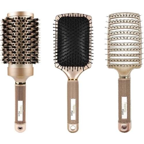 3Pcs Hair Scalp Massage Comb Nylon Wet Curly Detangle Hair Brush Roller Comb for Salon Hairdressing Styling Tools