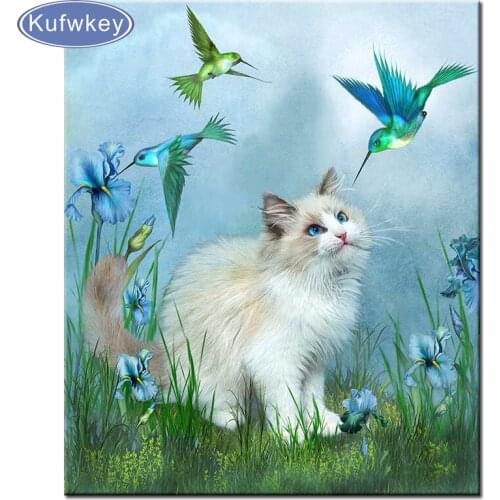 Needlework 5D Diy Diamond Painting cat,Cross Stitch,Needlework Home Decorative Full Square Diamond Embroidery birds 3d picture