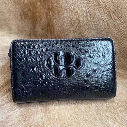 Authentic Crocodile Skin Password Coded Closure Businessmen Wristlets Clutch Bag Genuine Alligator Leather Male Large Card Purse