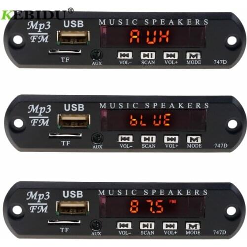 Kebidu car 12V USB wireless bluetooth 4.1 MP3 WMA decoder board audio module with remote control car FM auxiliary radio speaker