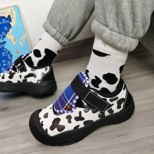 OLOMLB Women Lolita Milk colors Black White Printed Sandals Shoes Low Heel Creepers Japanese Harajuku Girls Low Heel 2021