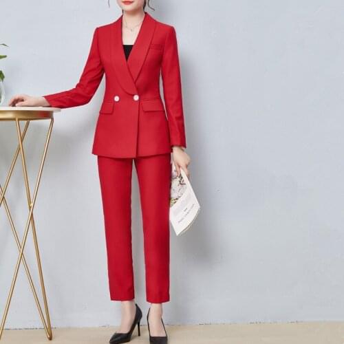 Formal Elegant Womens Business Blazers Trouser Suits Office 2 Pies Sets Ladies Plus Size Formal Jacket Pants Office Lady