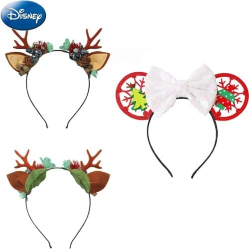 Disney Mickey Mouse Headband Disneyland Minnie Ears Plush Headwear Children Boy Girl Beauty Toys Cosplay Party Decoration