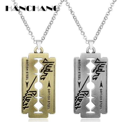 Men Hip Hop Jewelry Pendants Necklaces Razor Blade Necklace with Chain 50cm