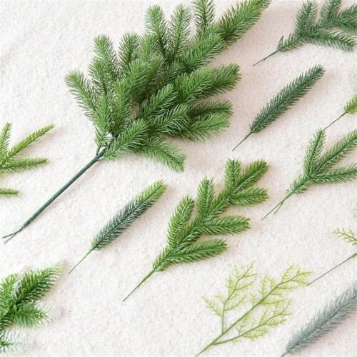 10PCS pine needle artificial fake plant artificial flower branch For Christmas tree decoration accessories DIY bouquet gift