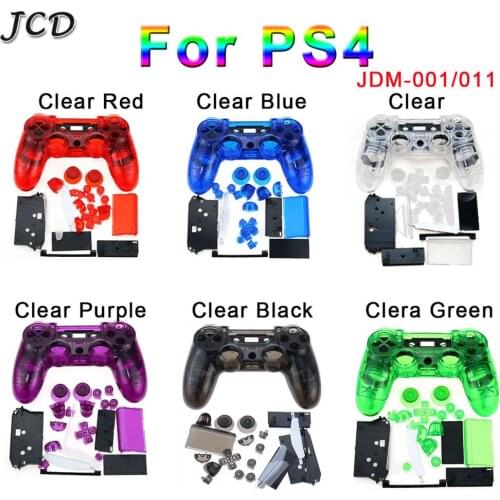 JCD PS4 Controller Custom Clear Full Housing Gamepad Shell Case Buttons Cover Kit Replacement for Sony Playstation 4 V1