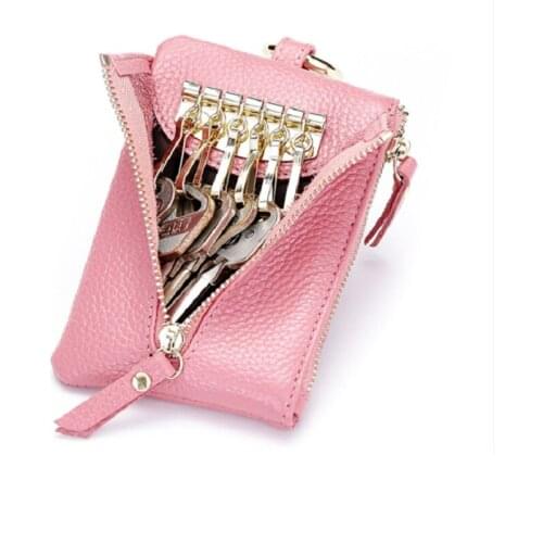 Leather Key Bag Mini Wallet Multi Function Key Cowhide Bag Card Bag Zipper Korean Version