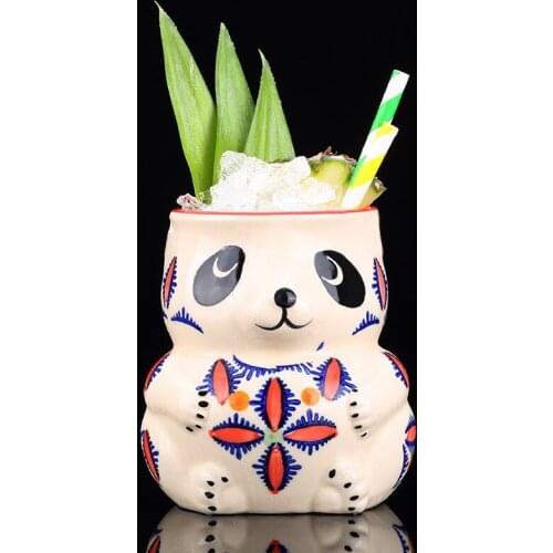 Creative Panda Shape Wine Glass Hawaii Cocktail Glass Ceramic Cup Cute Beverage Drinking Whiskey Glass Bar Accessories