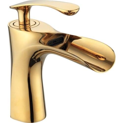 Bathroom Basin Faucets Brass Sink Mixer Taps Hot & Cold Single Handle Waterfall Faucets Free Shipping Gold/Chrome/Nickel/Black