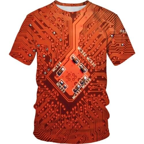 Summer 3D Print Mans T-shirt Electronic Chip Personality Short-Sleeved Fashion T-Shirt for Men Harajuku Punk Style Oversized