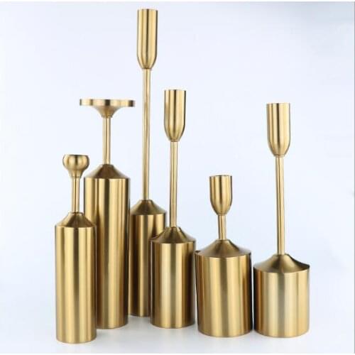 Metal Candlestick Wedding Luxury Table Romantic Decorations New Year Party Candle Holder Gold Scandinavia Candle Tray Stand