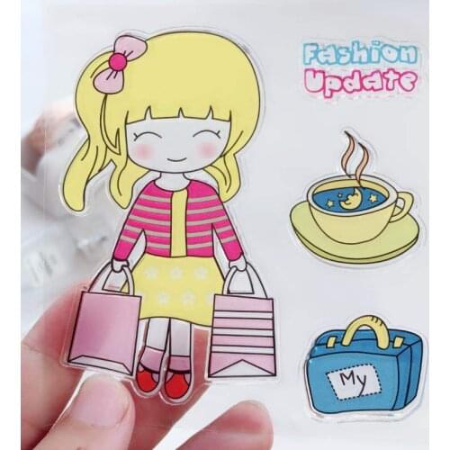 Fashion Girl Clear Stamps Scrapbooking Rubber Stamp Handmade DIY Decoration Craft Supplies Stamps for Card Making Silicone Stamp