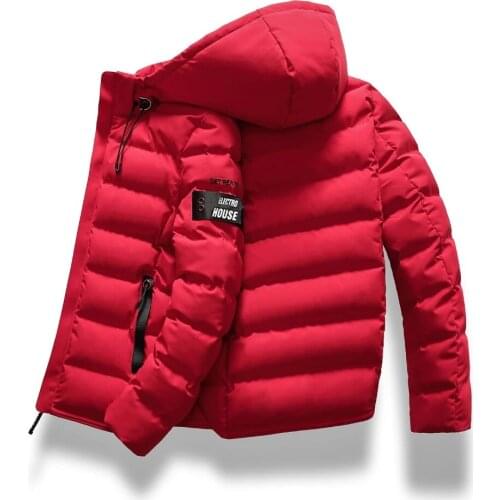 2020 New Men Winter Jacket Coat Hooded Warm Windproof Parkas Mens Thick Parka Casual Student Slim Fit Outwear Red Male Overcoat