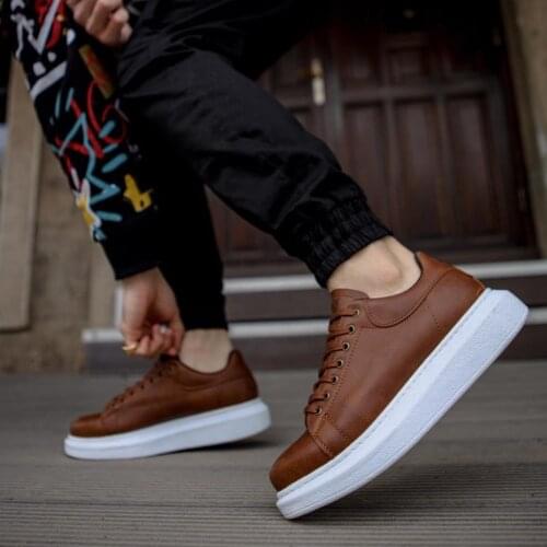 Knack High Base Daily Shoes 044 Tan Male Seasonal Orthopedic Casual Base Style Sport Lace-Up Sneaker Spring and Summer Fashion