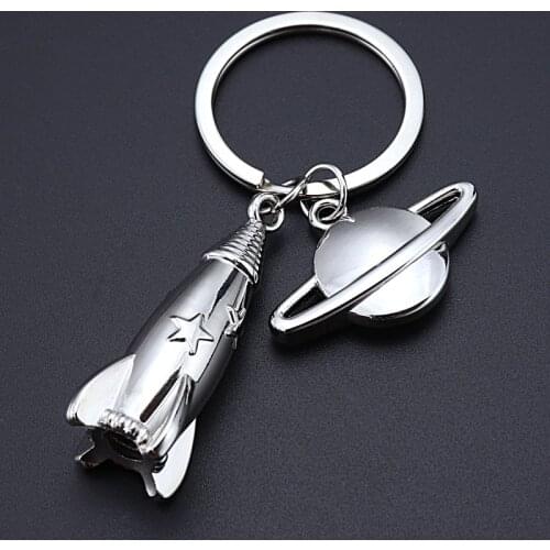 New Metal Rocket Keychain Men Dream Planet Spaceship Key Chain Space Travelling Car Keyring Best Gift Jewelry K4231