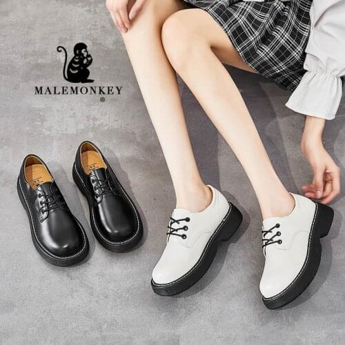 Platform Flats Shoes Women Black 2021 Spring Autumn Fashion Comfortable Lace Up Platform Oxford Loafers Casual Boat Shoes