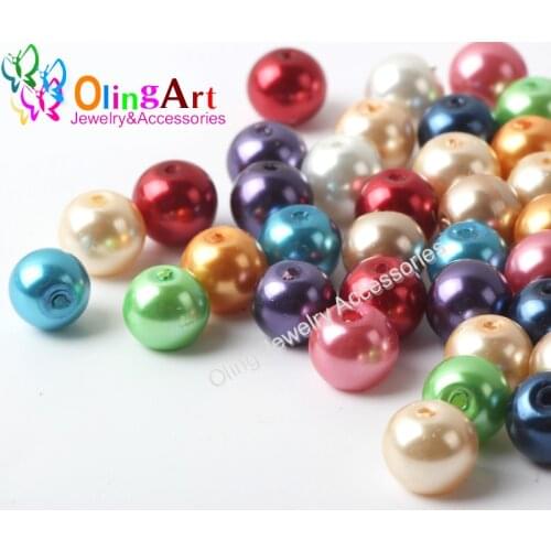 OlingArt 8MM 50PCS mixed multicolor round glass beads imitation pearls DIY earrings Bracelet bead choker necklace jewelry making