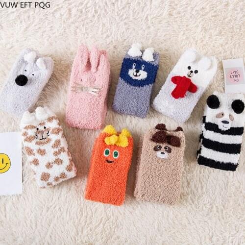 Autumn and winter girls cute socks home non-slip sleeping floor socks warm cartoon style christmas sock