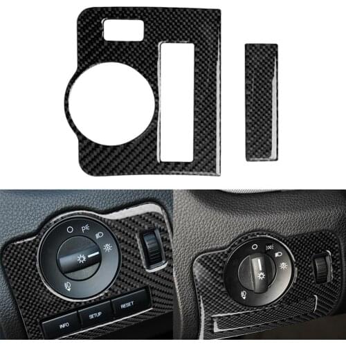 Carbon Fiber Headlight Switch Interior Trim Cover Sticker anti-scratch Interior decoration Accessories for Ford Mustang 09-13