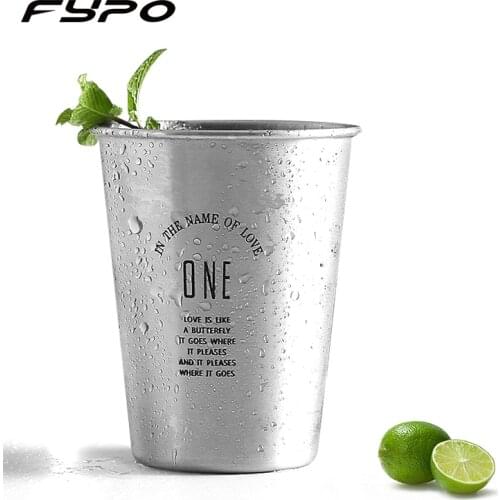 Fypo 304 Stainless Steel Beer Mug Water Cup Cocktail Glass Bar Coffe Milk Mug Drinkware anti-broken Cups Outdoor Portable Cup