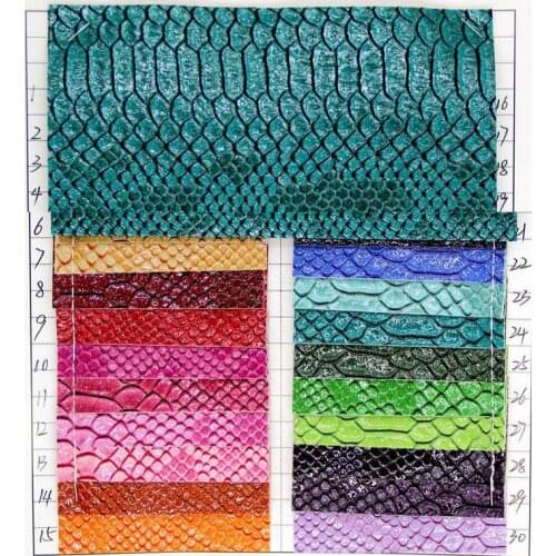 Powder serpentine leather fabric factory wholesale material embossed snake grain powder synthetic PU leather