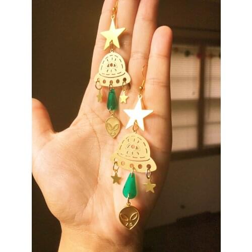 The UFO Celestial stars gold plated Earrings
