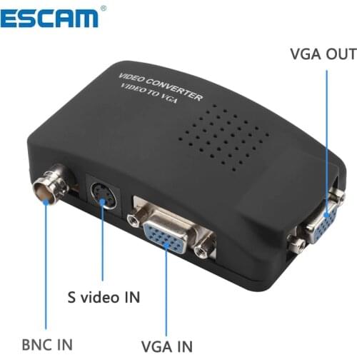 BNC to VGA Video Converter AV to VGA CVBS S video Input to PC VGA Out Adapter Converter Switch Box for PC MACTV Camera DVD DVR