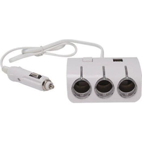 1pcs White/Black DC 12V/24V Cigarette Lighter Splitter 1.2A Dual USB Ports Charger Adapter 3 Socket Car Accessories