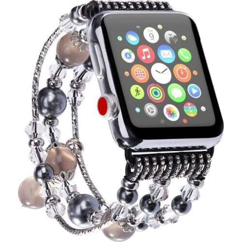 Luxury Highquality Natural Gray agate band for Apple watch Replacement wrist womens fashion Wrist Strap With Adapters 38MM 42MM