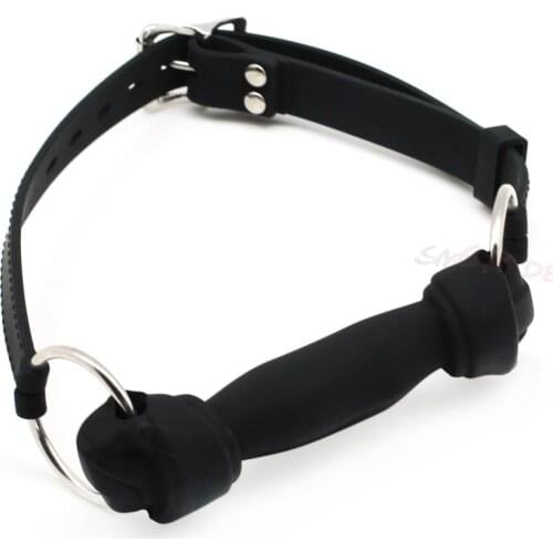 Smspade black silicone bite gag bondage sex restraint Open Mouth Gag Dog Bone Ball Fetish bdsm Bondage Restraints sex toys KX10