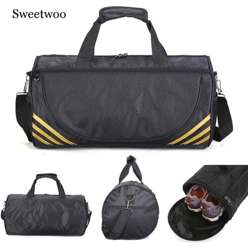 Outdoor Waterproof Nylon Sport Gym Bags Men Women Training Fitness Travel Handbag Yoga Mat Shoulder Cylinder