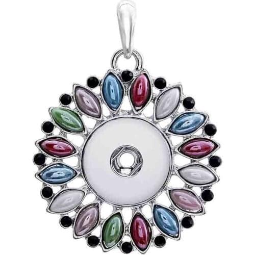 High Guality Flower 045 Snap Button Jewelry Pendants Necklace Interchangeable Charm Jewelry For Women Gift Fit 18mm Button