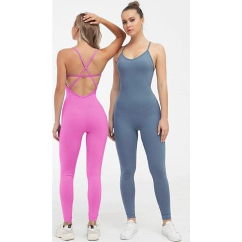 Women Gym Set One Piece Yoga Jumpsuit Backless Active Wear Female Fitness Suit Tight Bodysuit Running Workout Sport Suit
