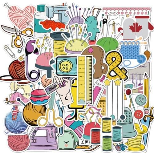 10/30/50PCS Cartoon Sewing Machine Stickers Graffiti Scooter Laptop Refrigerator Helmet Waterproof Decoration Toys Wholesale