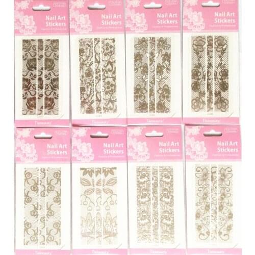 10sheets Silver Lace Nail Sticker 3D Flower Hollow out Decal Manicure Nail Art