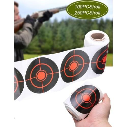 100/250 Roll Shooting Target Sticker 7.5cm Long Lasting Durable Shooting Accessories Bullseye Splashing Target Reactive Sticker