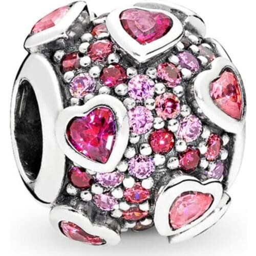 100% 925 Sterling Silver Explosion of Love Charm Love Hearts Charms Fit Original Brand Bracelet Diy Jewelry