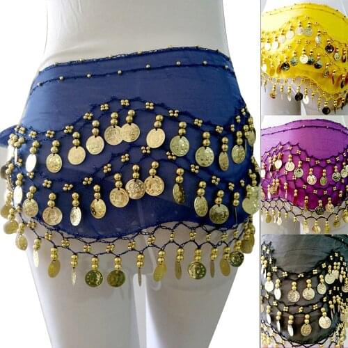 2020 High Quality New Cheap Belly Dancing Costume Hip Belt 128 Coins Belly Dance Waist Scarf for Women 13 Colors Available