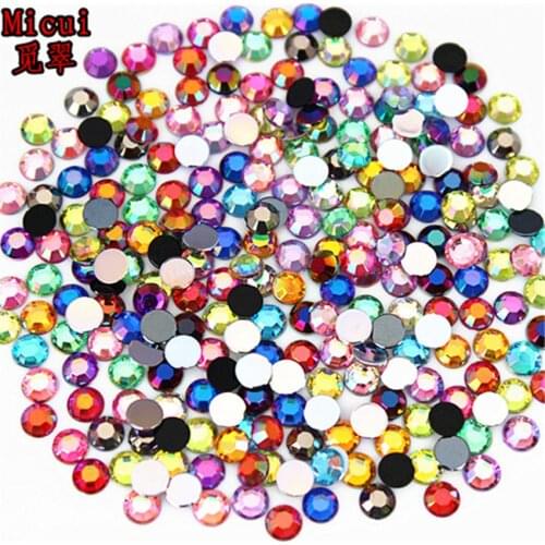 3mm,4mm,5mm Crystal AB Round Flat Back 3D Nail Art AB Rhinestones DIY Non Hotfix Acrylic Rhinestones Face Decorations Gems