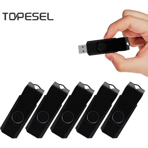 TOPESEL 5 Pack USB 2.0 Flash Drive Memory Stick Thumb Drives Zip Drive Jumpdrive, Black