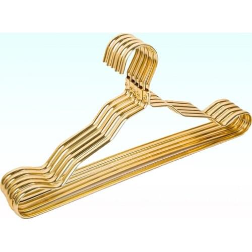 10pcs Aluminum Alloy Clothing Hanger Durable Domestic Coat Hanger for Adult Children Clothing Hanging Supplies (Golden)